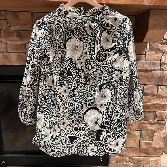 Umgee Floral Black and Cream Women's Blouse Top Size L - Picture 7 of 7